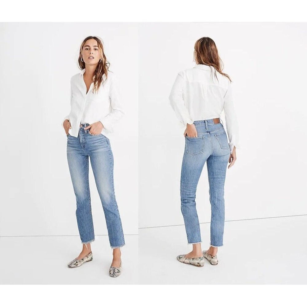 Madewell The Petite Perfect Vintage Jeans Size 25P Petite Ainsworth Frayed *FLAW - Picture 13 of 15